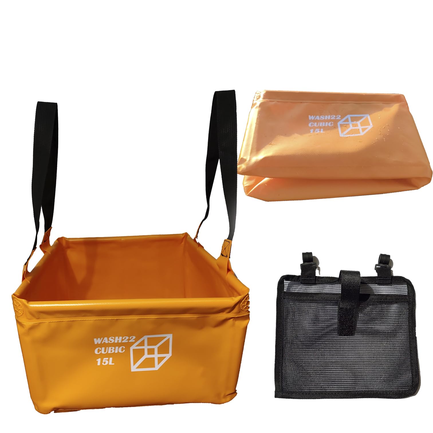 WASH22 Cubic 15L Folding Collapsible Camping Washing Basin Bucket Bag Tidy for Tents Motorhomes Campervans Caravans