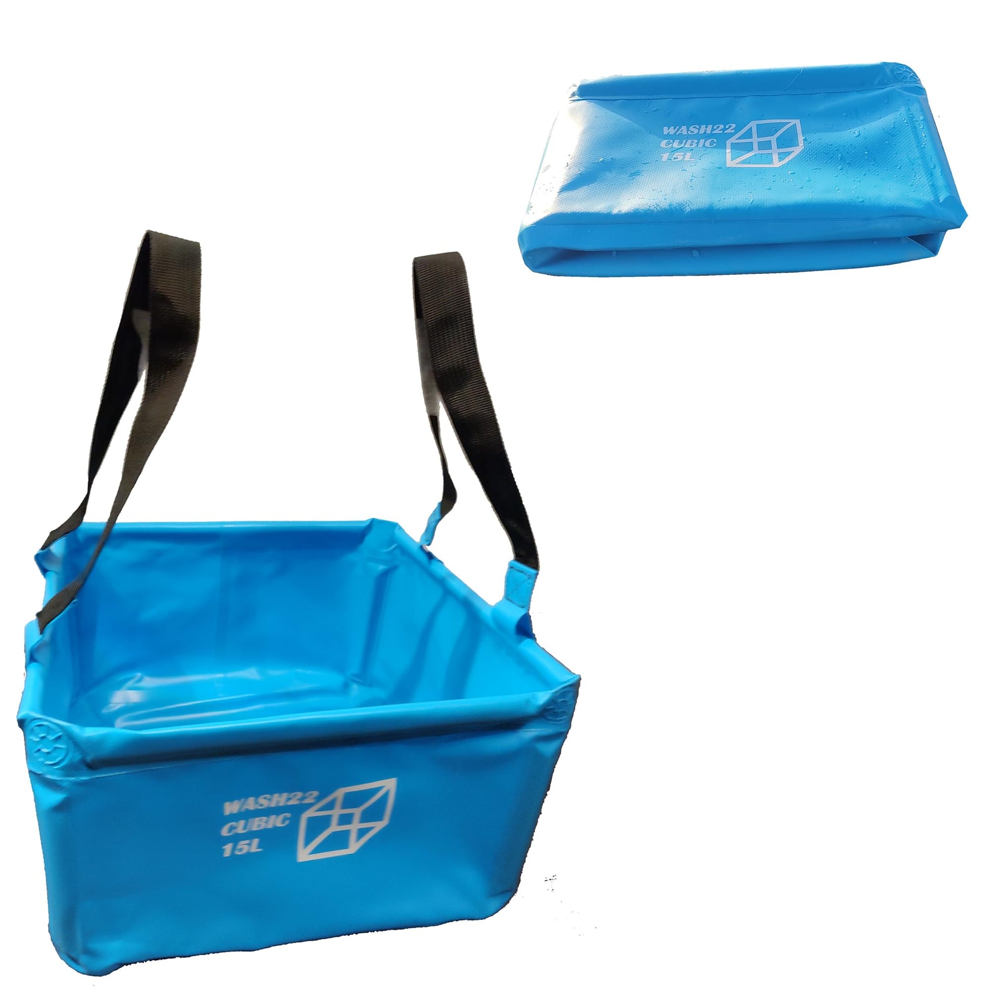WASH22 Cubic 15L Folding Collapsible Camping Washing Basin Bucket Bag Tidy for Tents Motorhomes Campervans Caravans