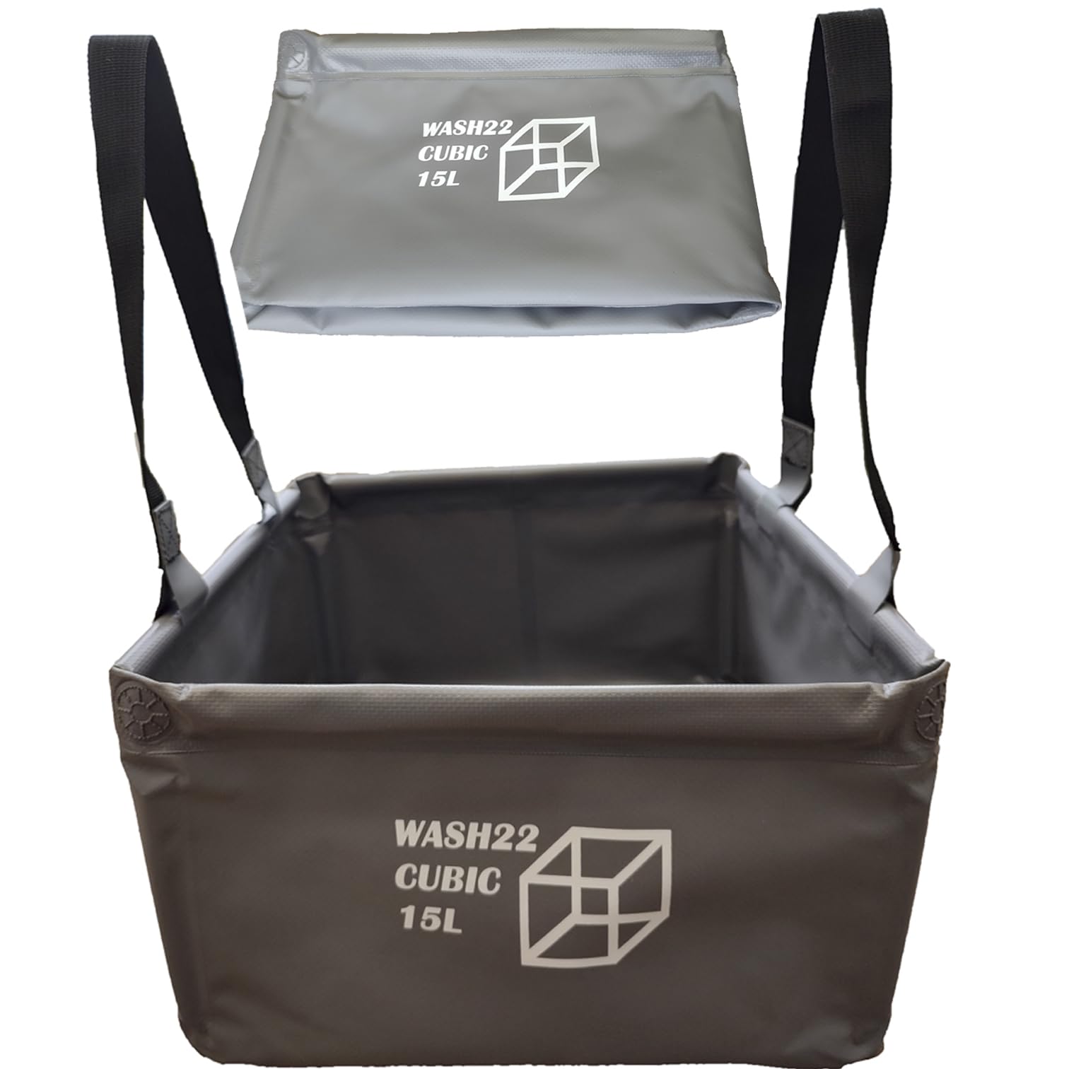 WASH22 Cubic 15L Folding Collapsible Camping Washing Basin Bucket Bag Tidy for Tents Motorhomes Campervans Caravans