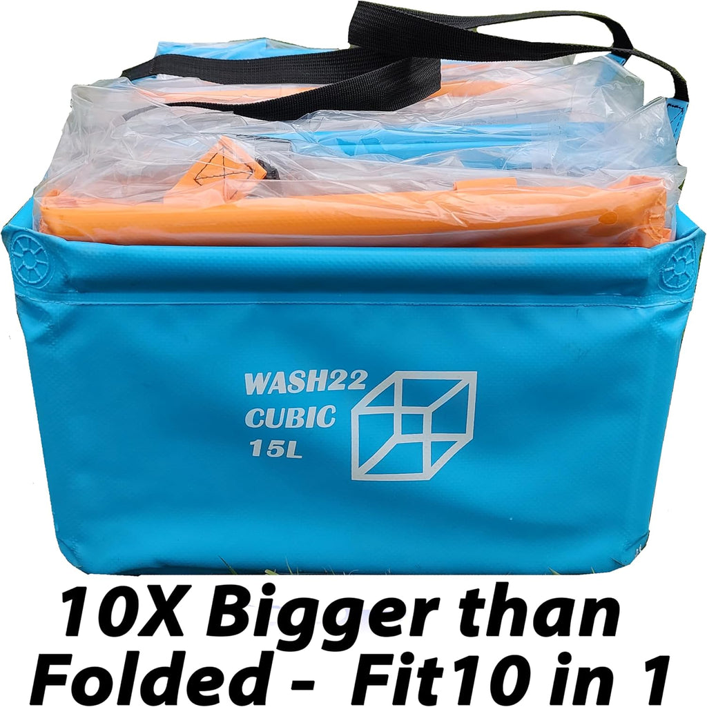 Cubic 15L Collapsible Camping Bucket with Mesh Storage Bag