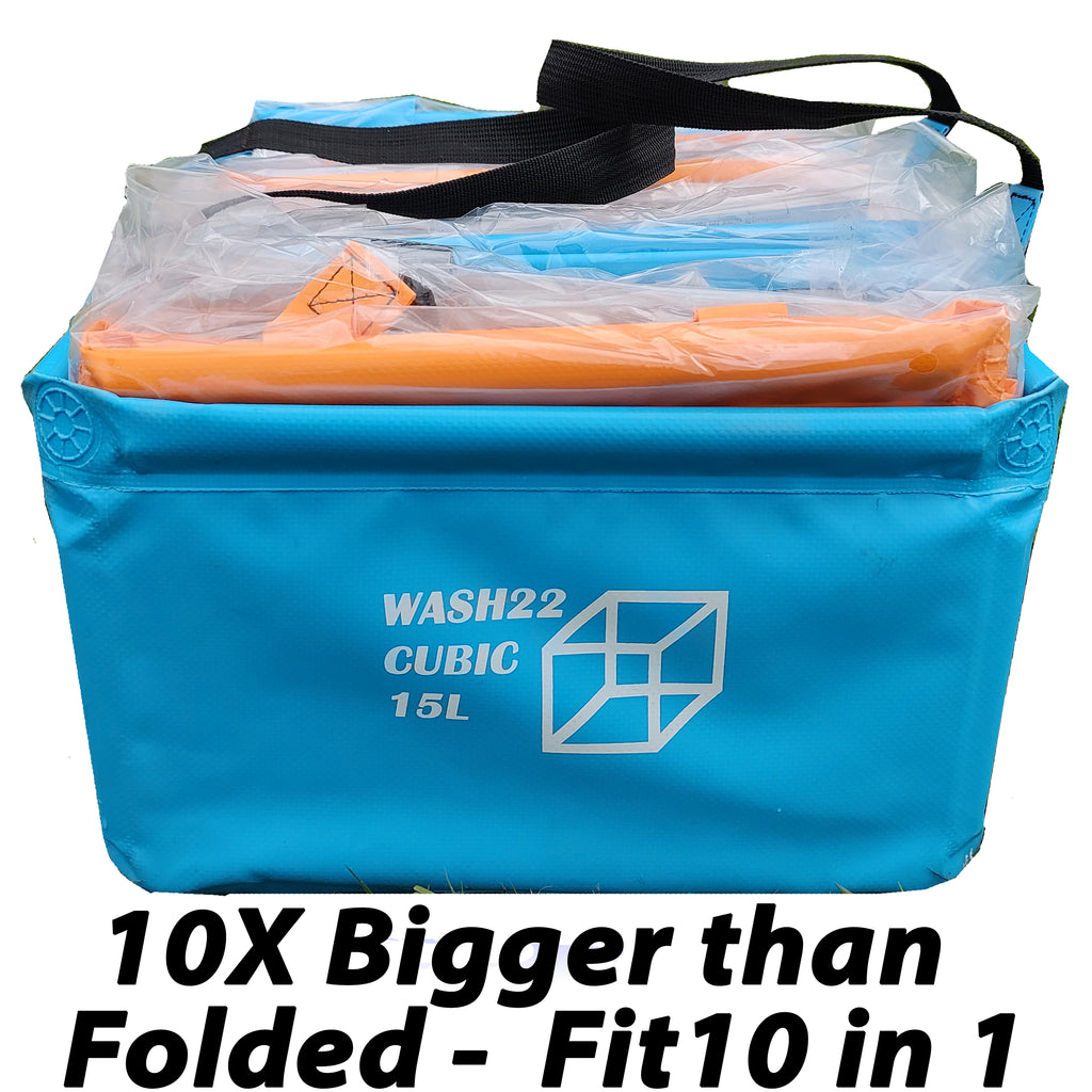 Cubic 15L Collapsible Camping Bucket with Mesh Storage Bag