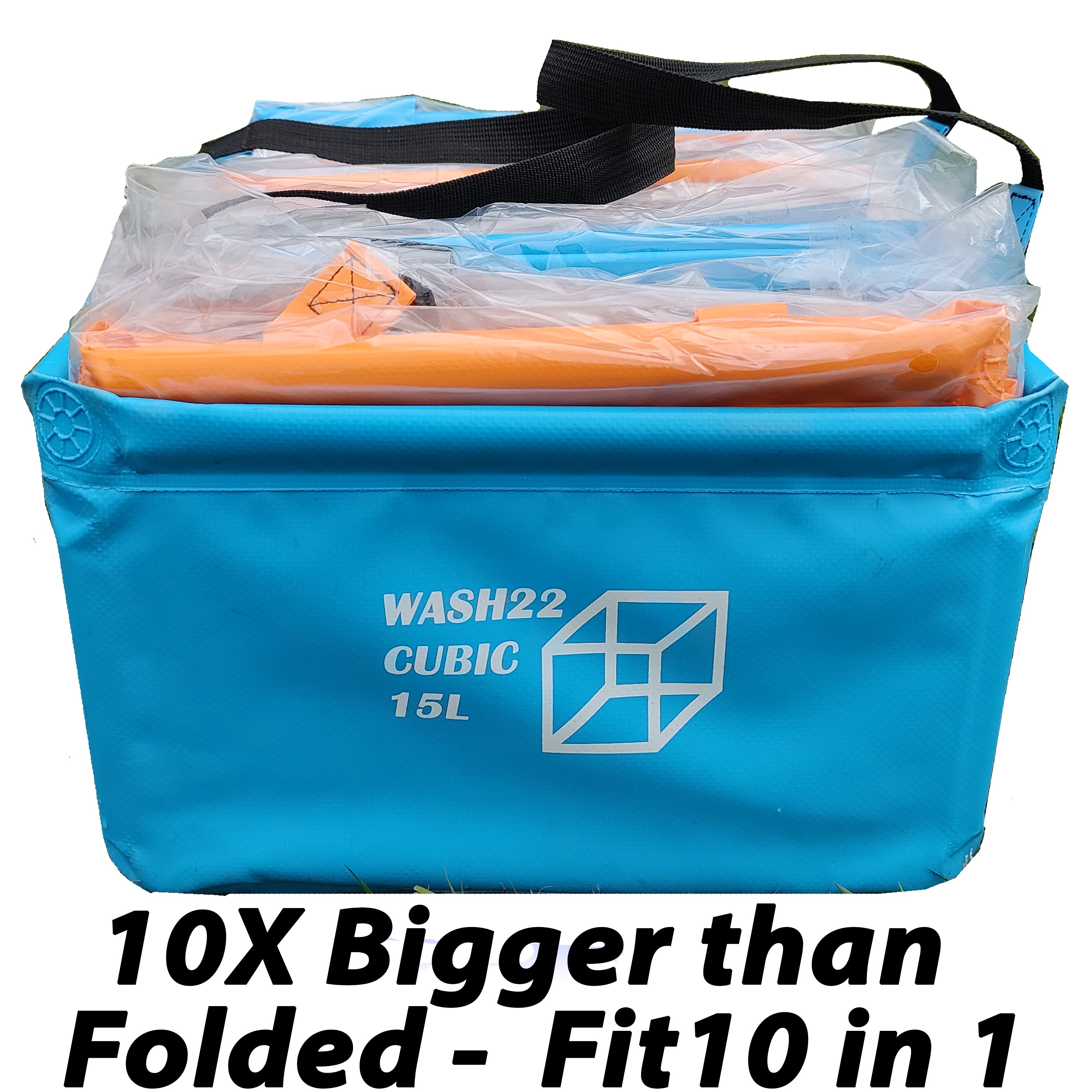 Cubic 15L Collapsible Camping Bucket with Mesh Storage Bag