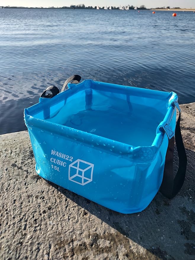 Cubic 15L Collapsible Camping Bucket with Mesh Storage Bag