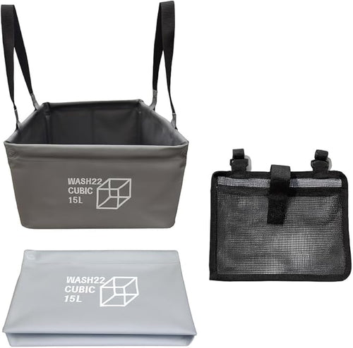 Cubic 15L Collapsible Camping Bucket with Mesh Storage Bag