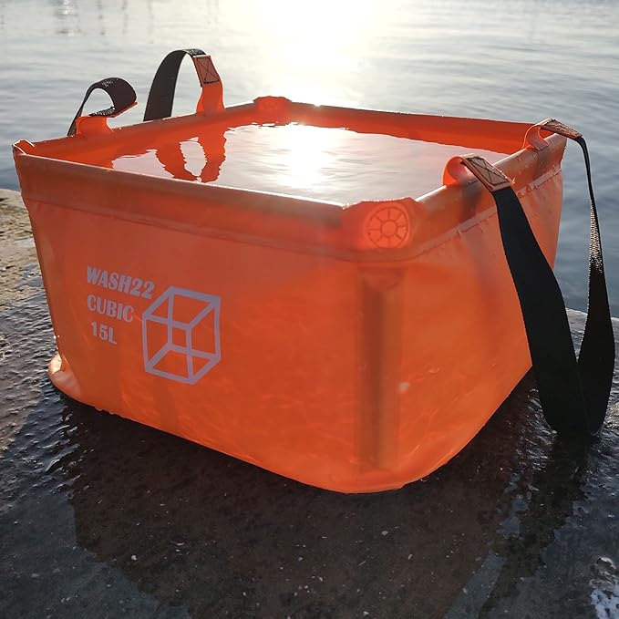 Cubic 15L Collapsible Camping Bucket with Mesh Storage Bag