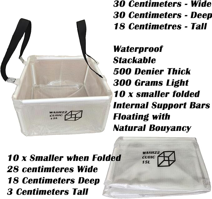 Cubic 15L Collapsible Camping Bucket with Mesh Storage Bag