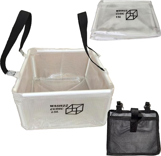 Cubic 15L Collapsible Camping Bucket with Mesh Storage Bag